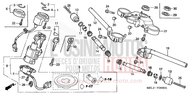 TUYAU DE GUIDON/PONT SUPERIEUR von CBR1000RR "Fireblade" GRAPHITE BLACK (NHB01BA) von 2006